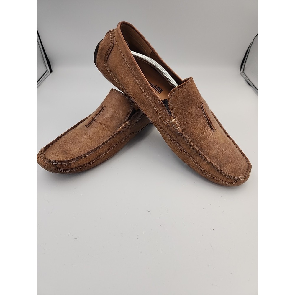 Clarks Markman Plain Light Brown Leather Loafers W/Ortholite Size 12